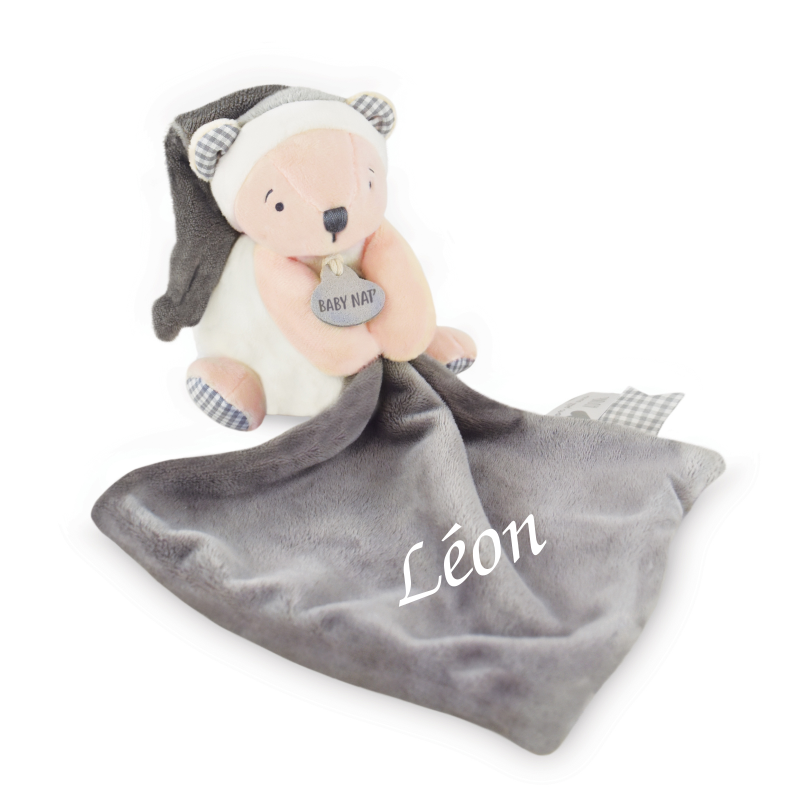  - layette - plush with comforter bear white grey 30 cm 